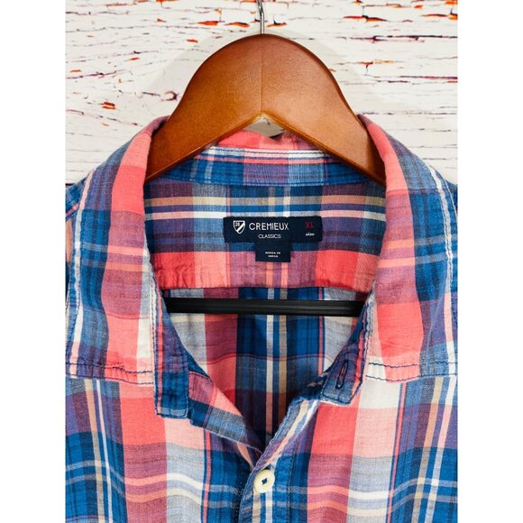 Cremieux Classics Mens XL Plaid Short-Sleeve Button-Up Shirt 100% Cotton Red & B - Picture 14 of 14